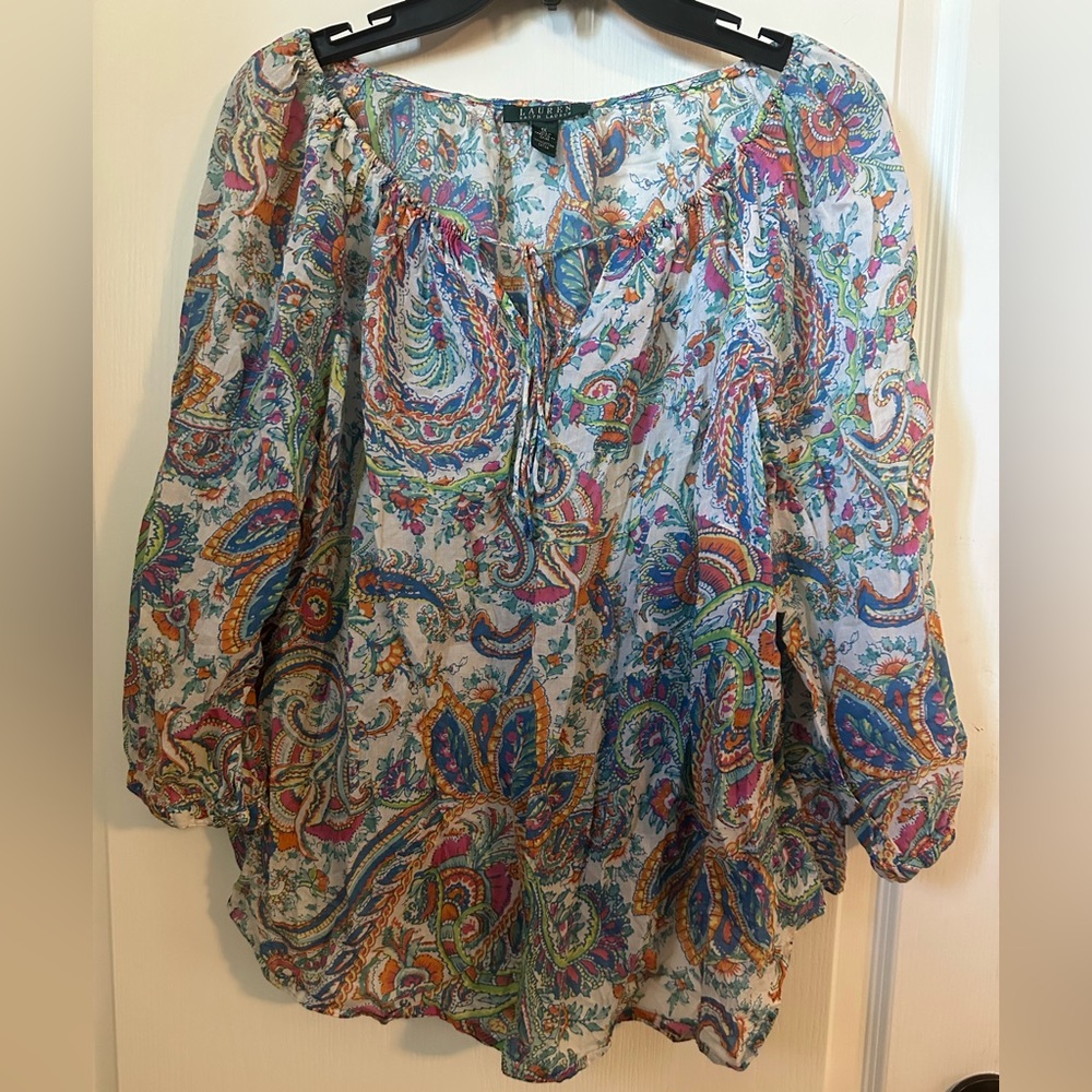Ralph Lauren Multicolor Paisley Blouse Size 1x but can be worn oversized